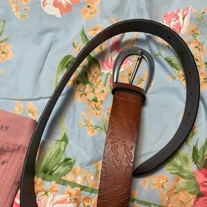 Desigual Tan Leather Belt with Silver Buckle